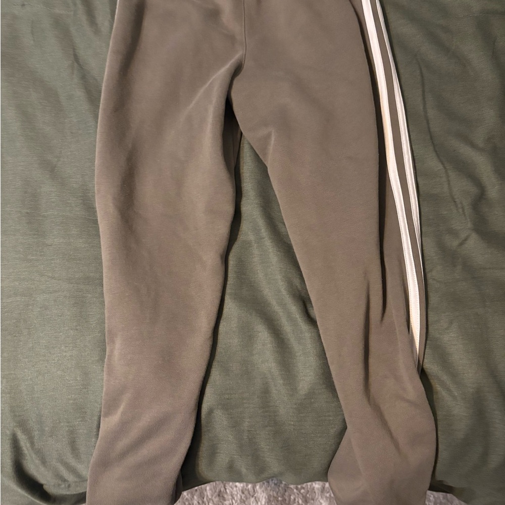 adidas Kids Sweatpants in Olive with White Stripes